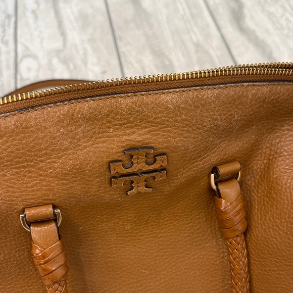 Tory Burch Cognac Brown Pebbled Leather Satchel - Picture 5 of 6